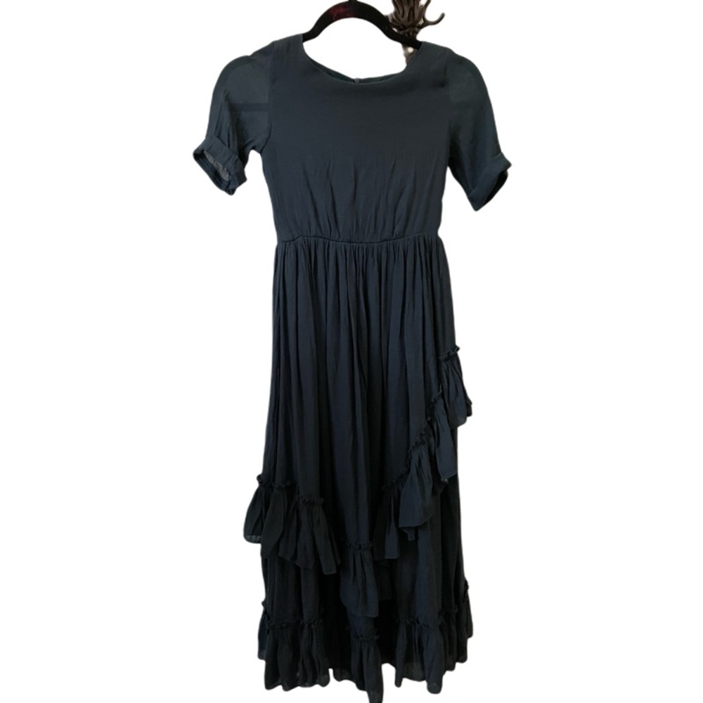 Navy joyfolie dress. Back zip with sleeves. Size 10